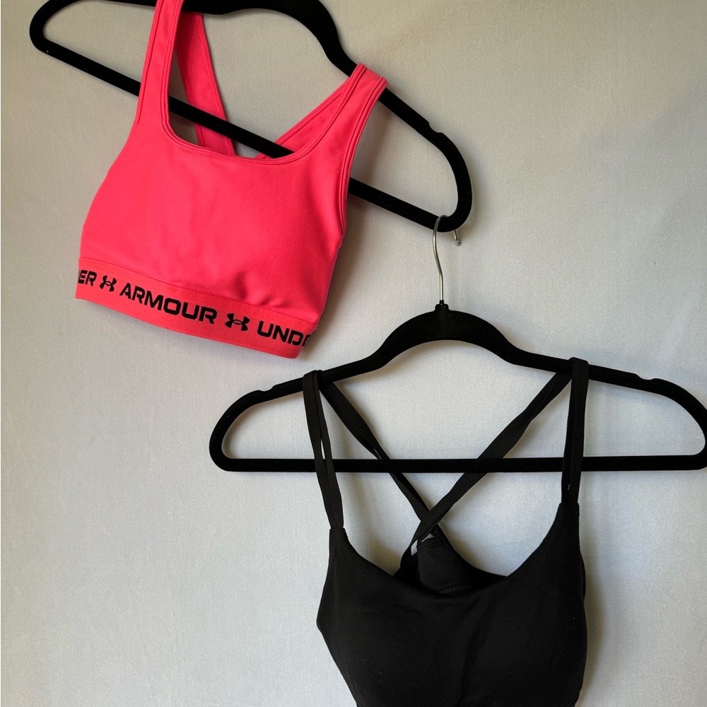 Under Armour Lot of 2 Sports Bras Hot Pink and Black